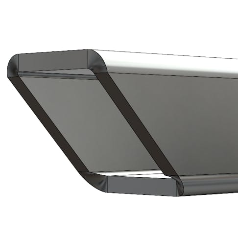 A normalized miter on square tube in SolidWorks.