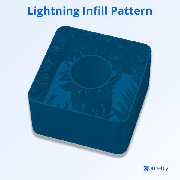 A part with a lightning infill pattern.