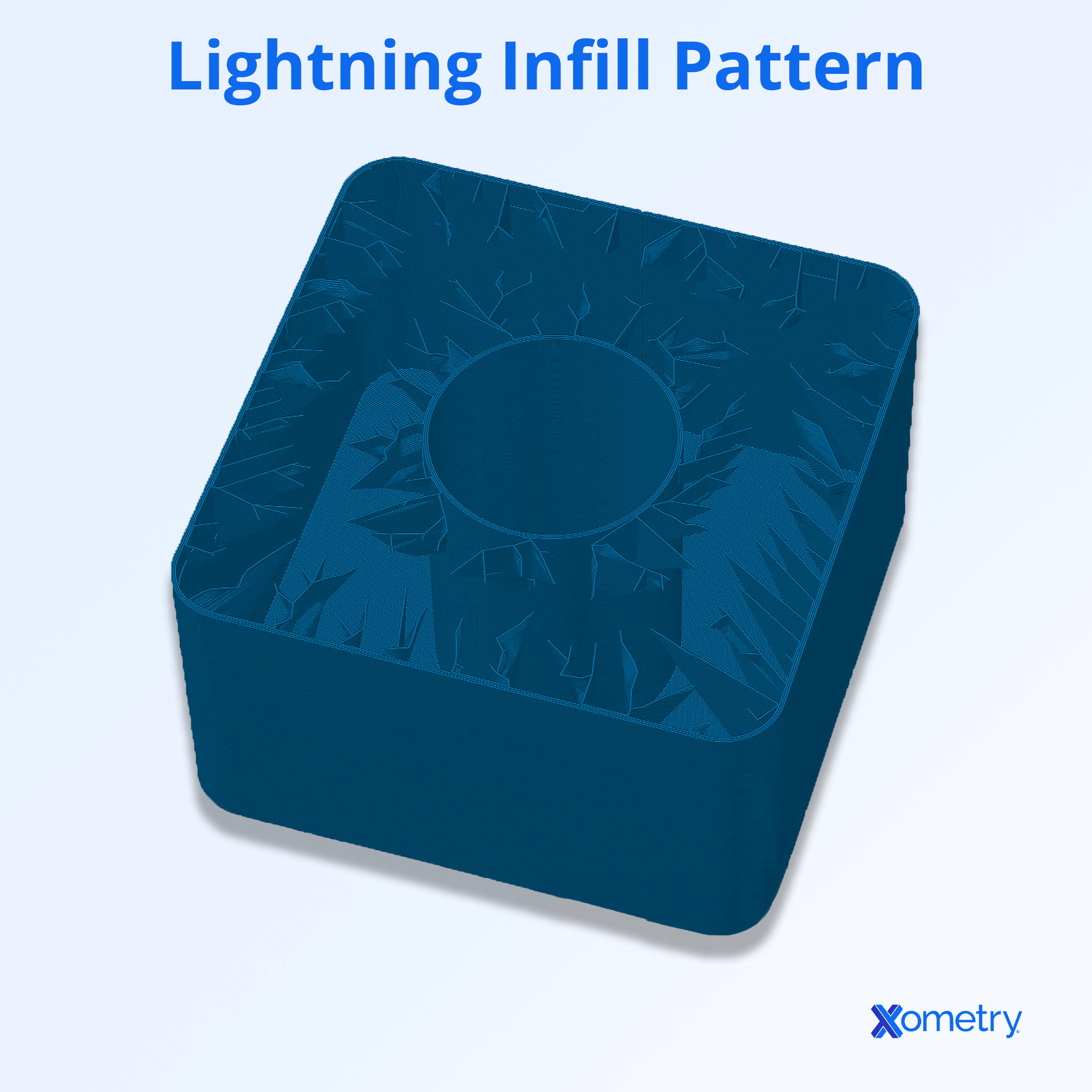 A part with a lightning infill pattern.