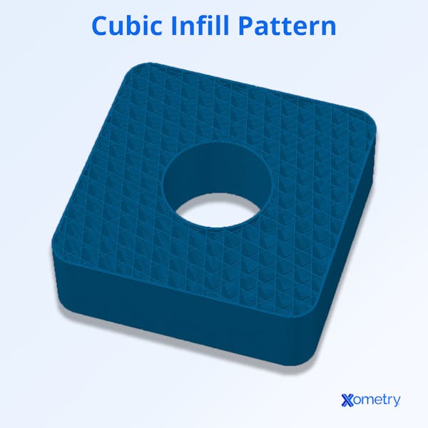 A part with a cubic infill pattern.