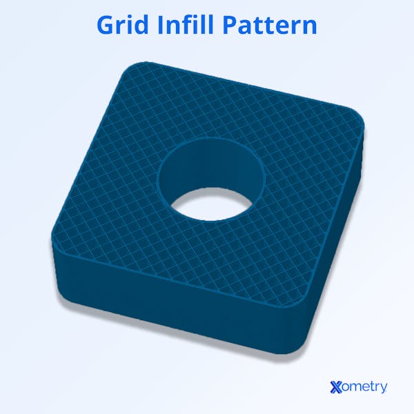 A part with a grid infill pattern.