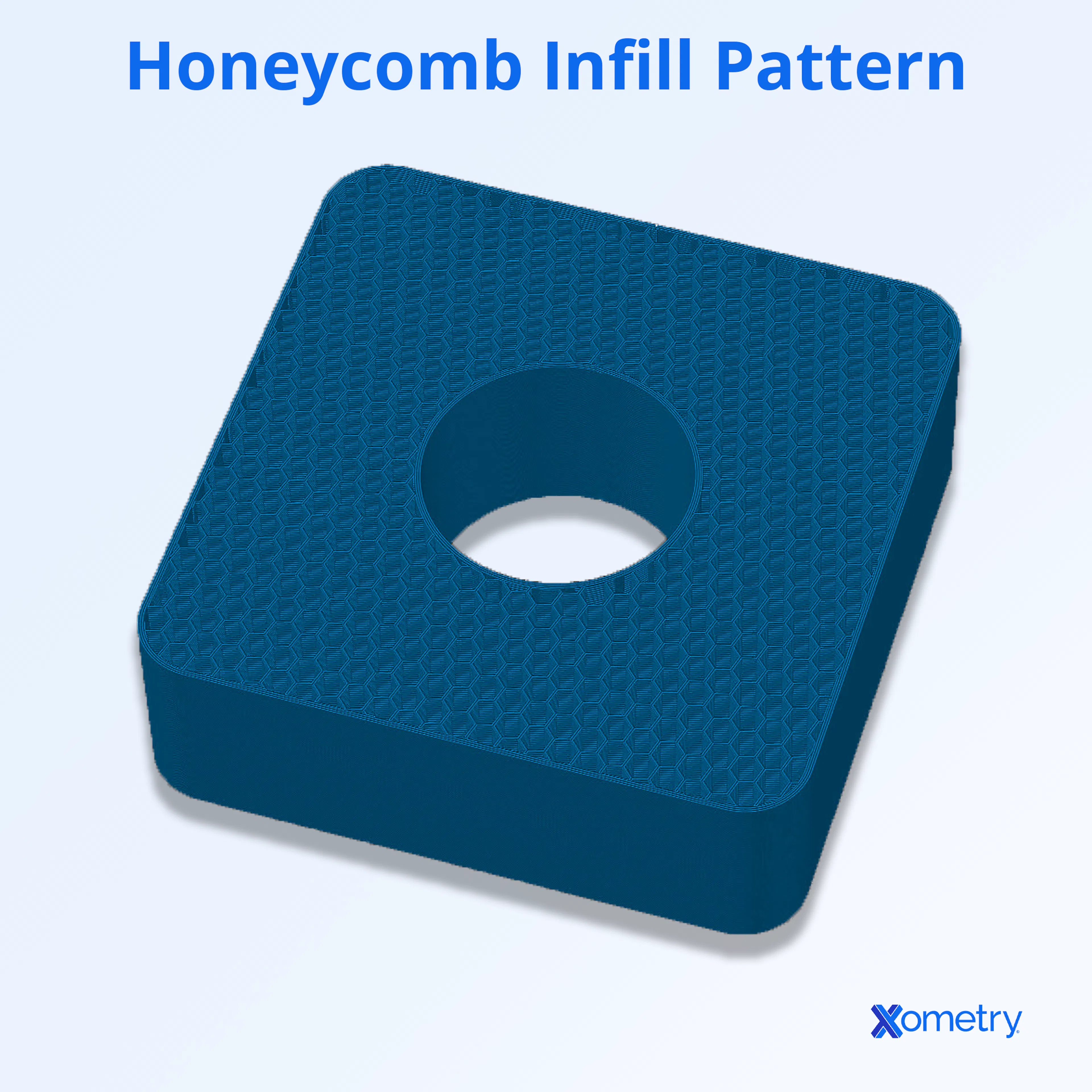 A part with a honeycomb infill pattern.