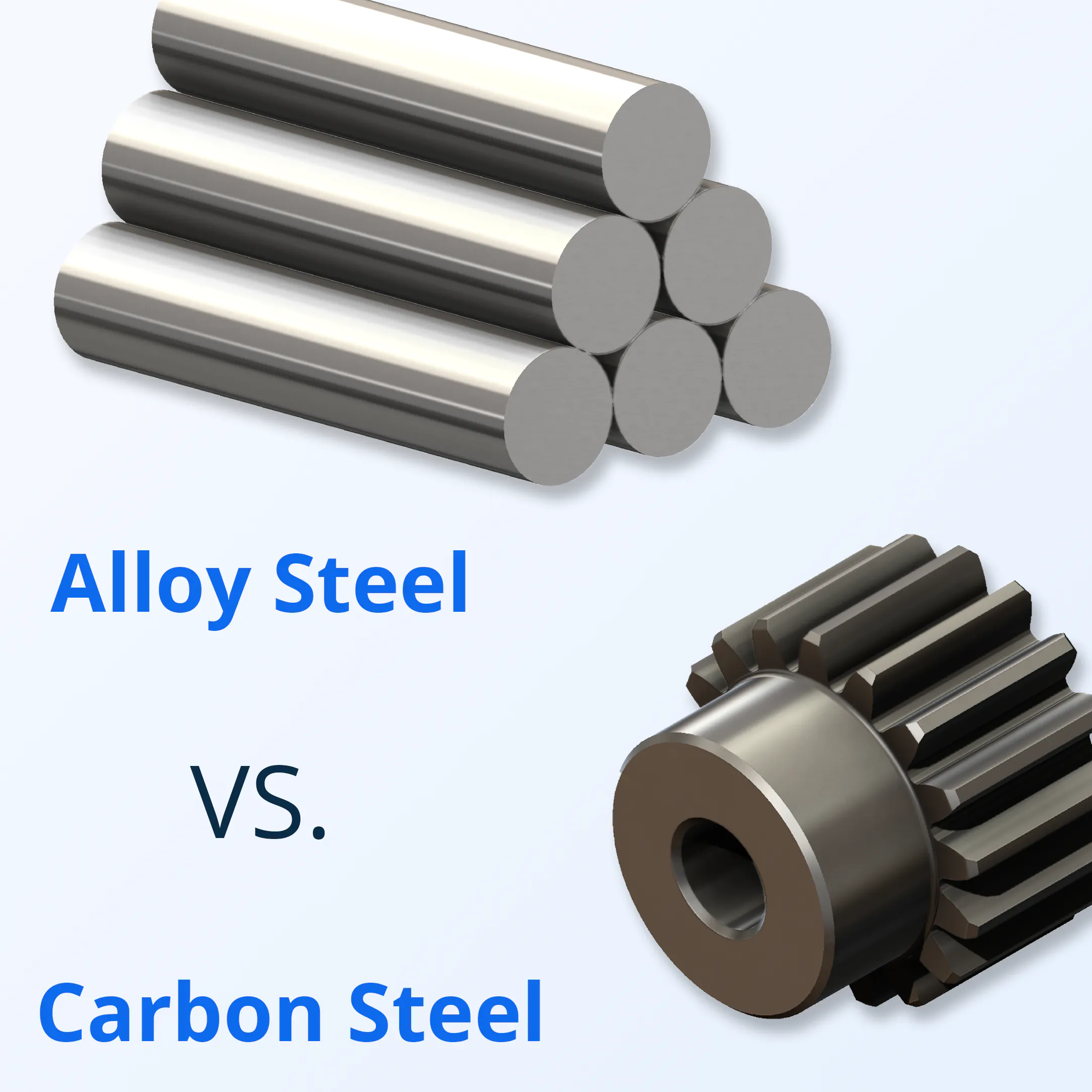 Alloy steel (top) compared to carbon steel (bottom).