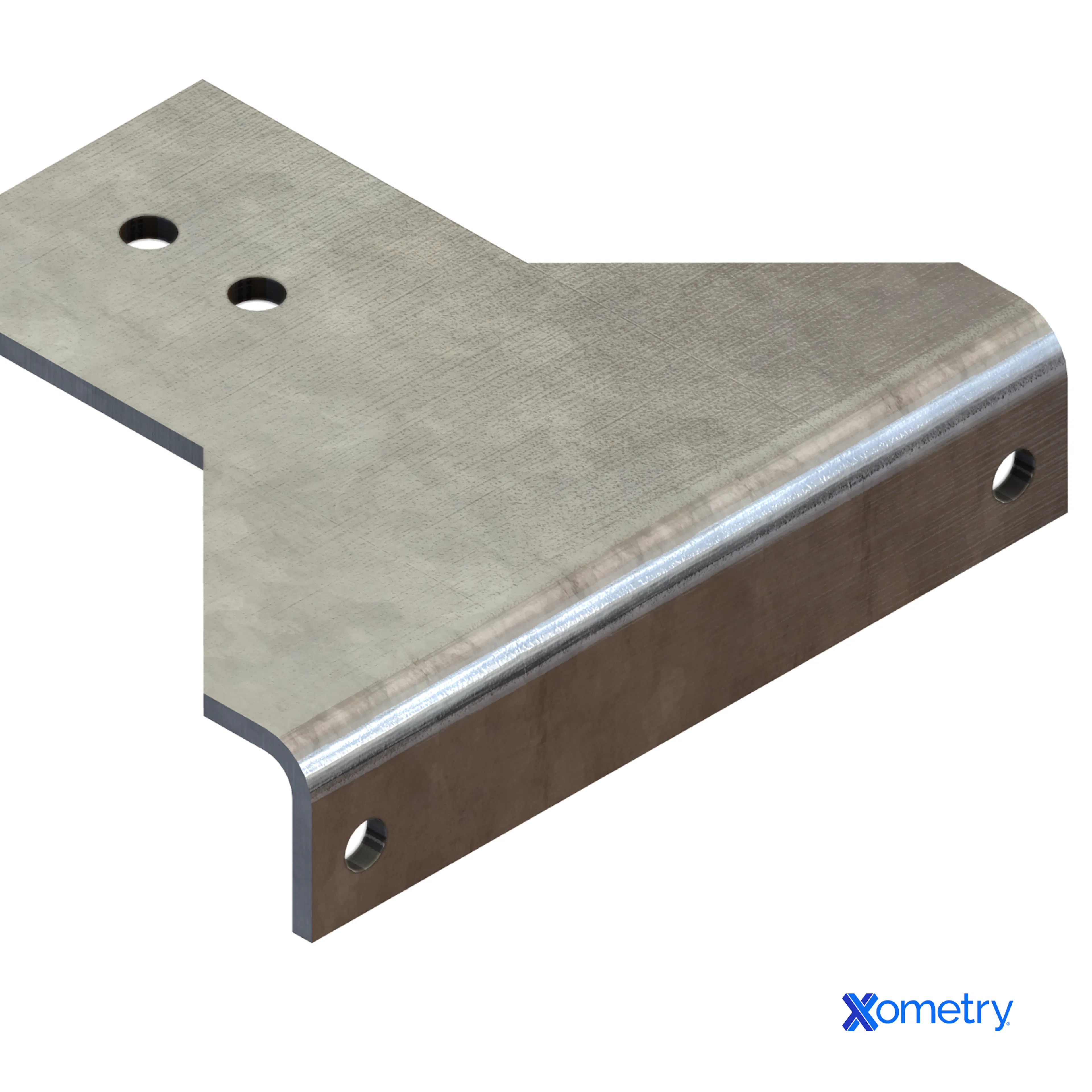 A bent sheet metal part made from galvanized steel.