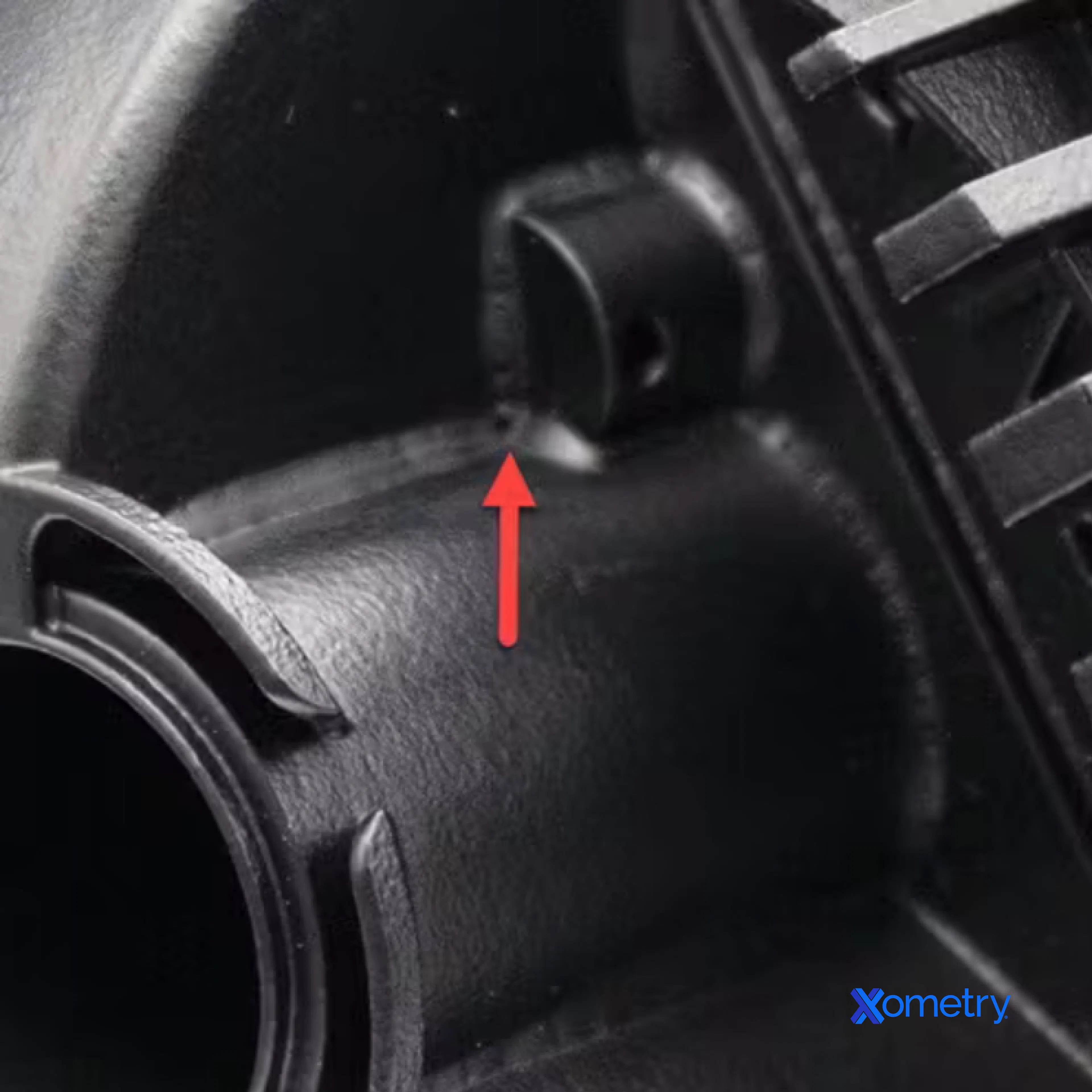 Close up photo of bridging defect on a vapor smoothed part