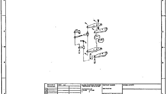 A drawing with incomplete information for the assembly parts
