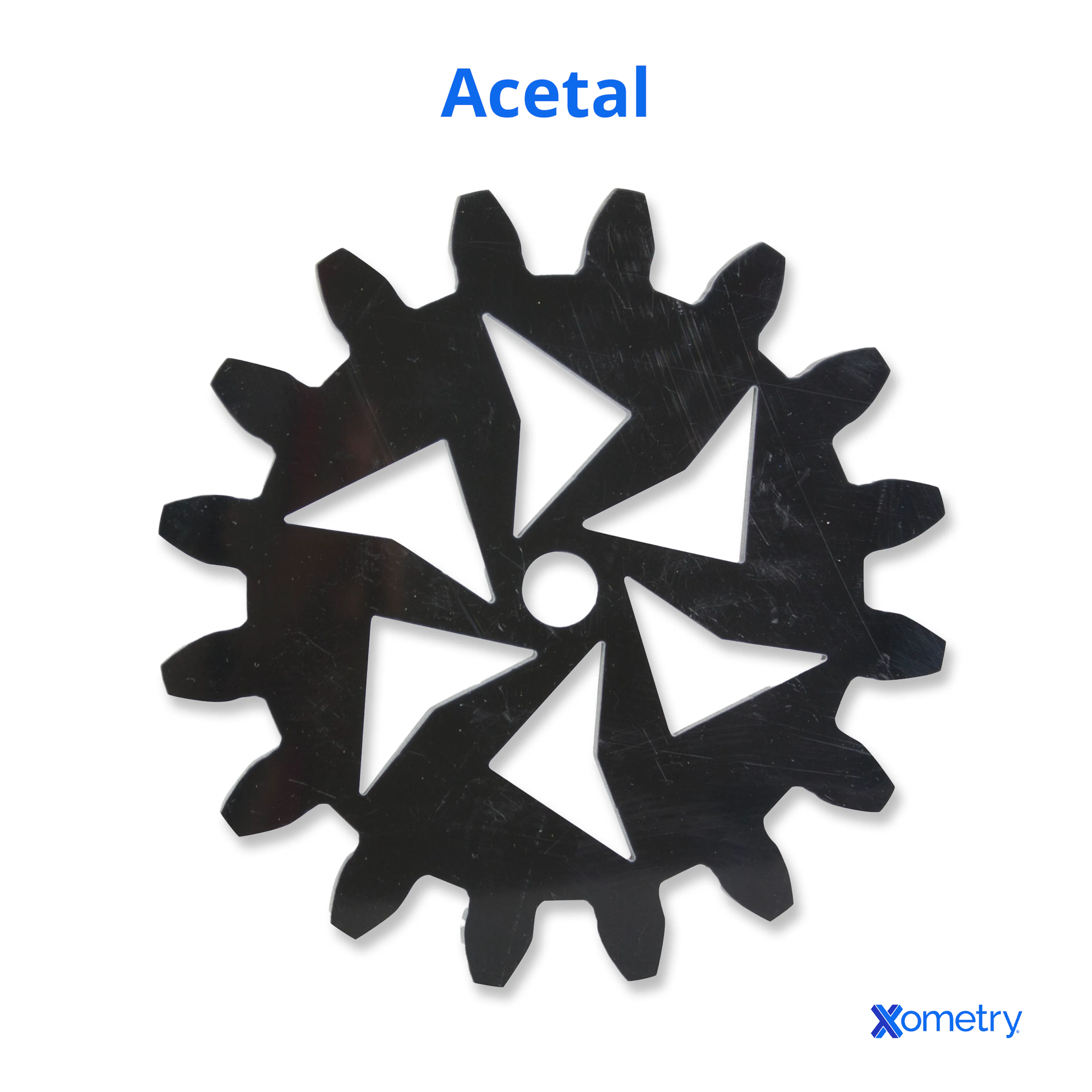 A photograph of an acetal gear.