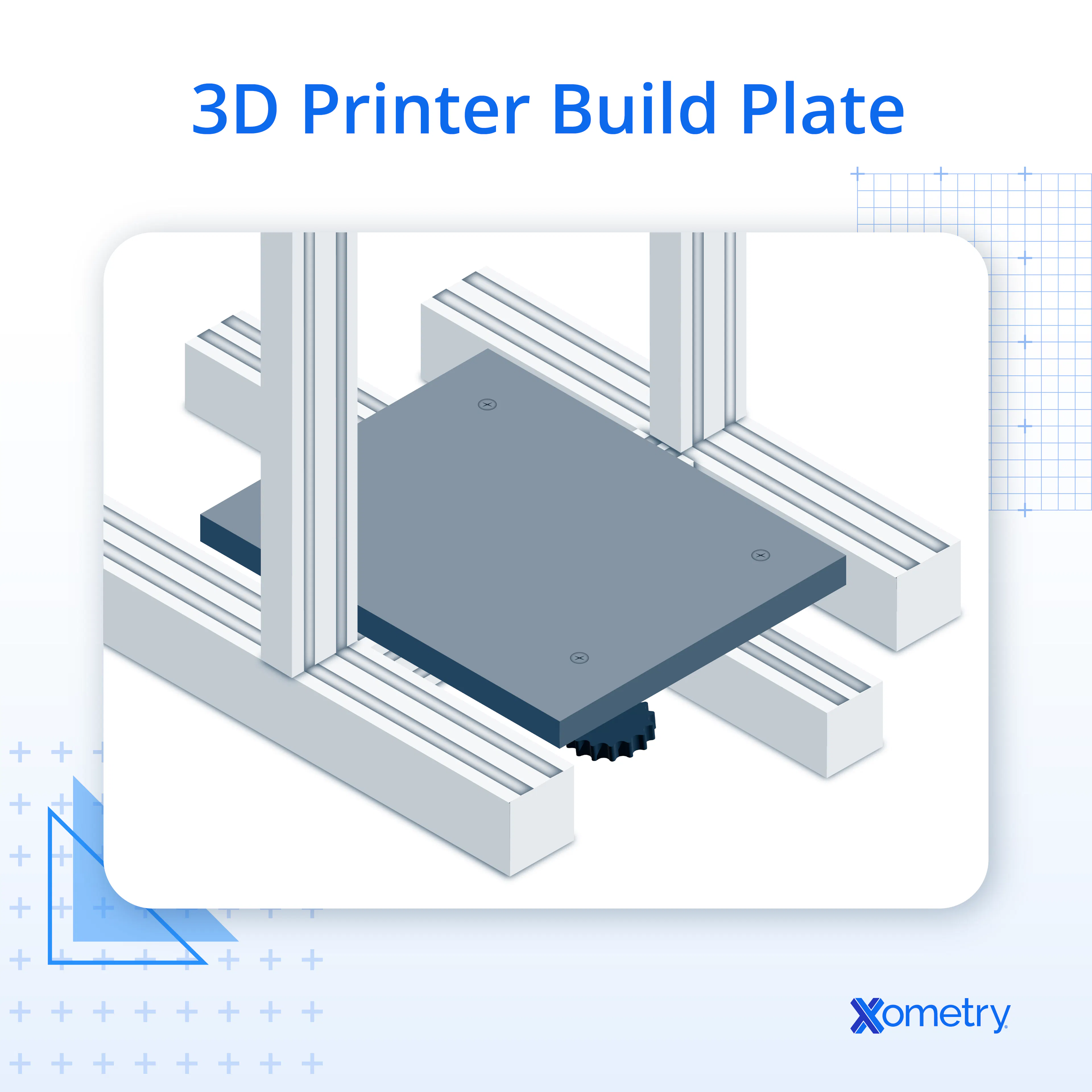 An illustration of a 3D printer build plate.