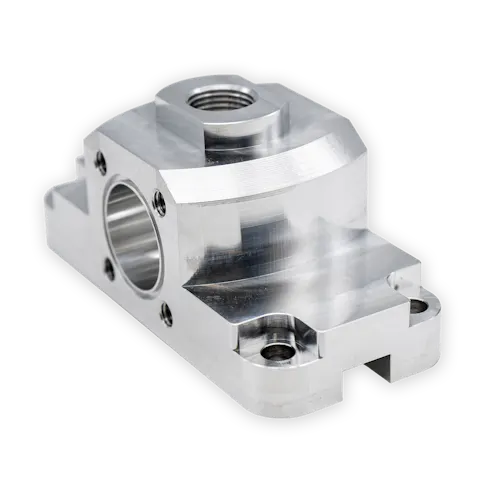 A CNC machined aluminum part made by Xometry.