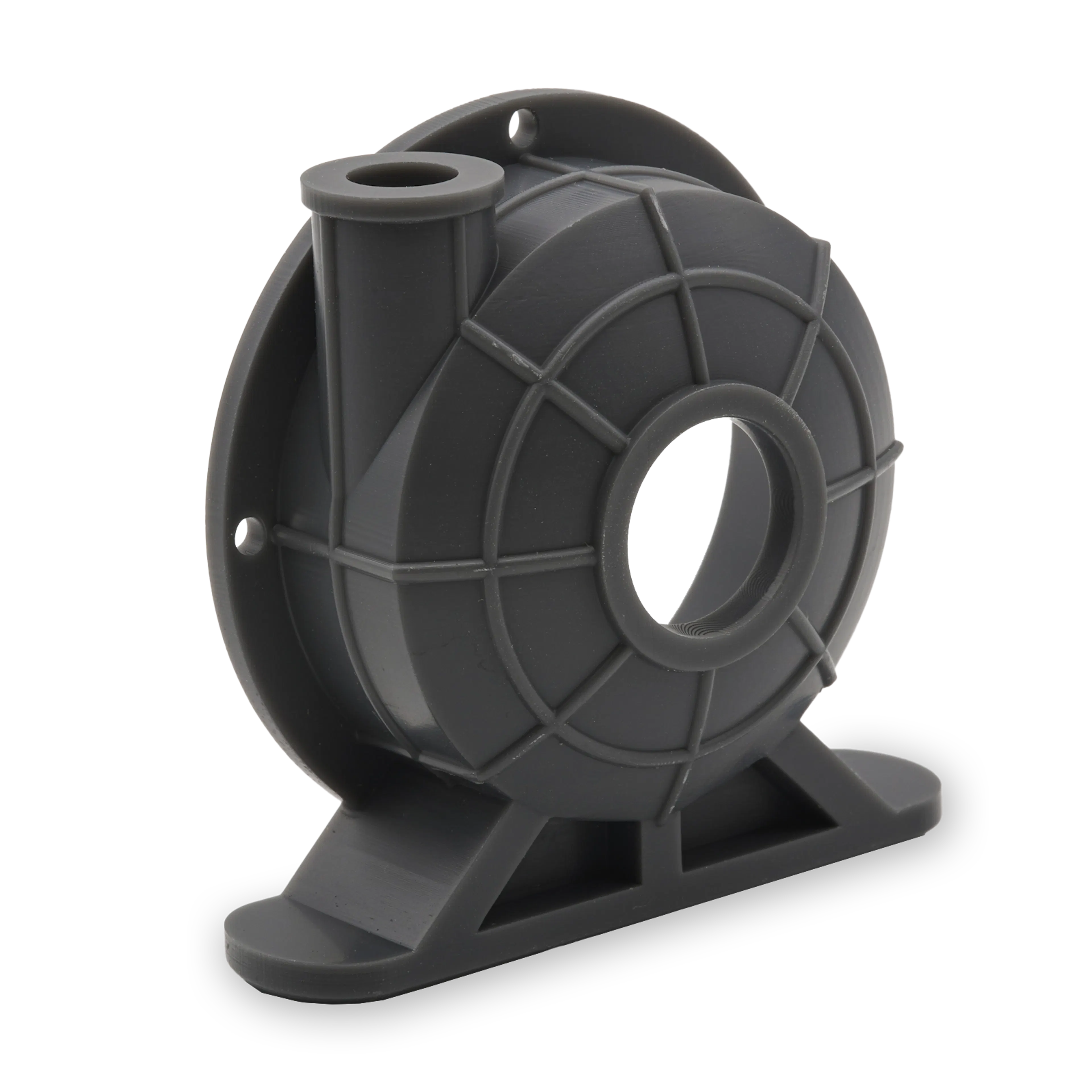 A pump housing made from Formlabs Tough 2000 resin.