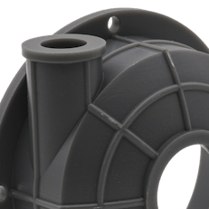 A pump housing made from Formlabs Tough 2000 resin.