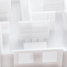 An architectural model made from Formlabs White V5 resin.