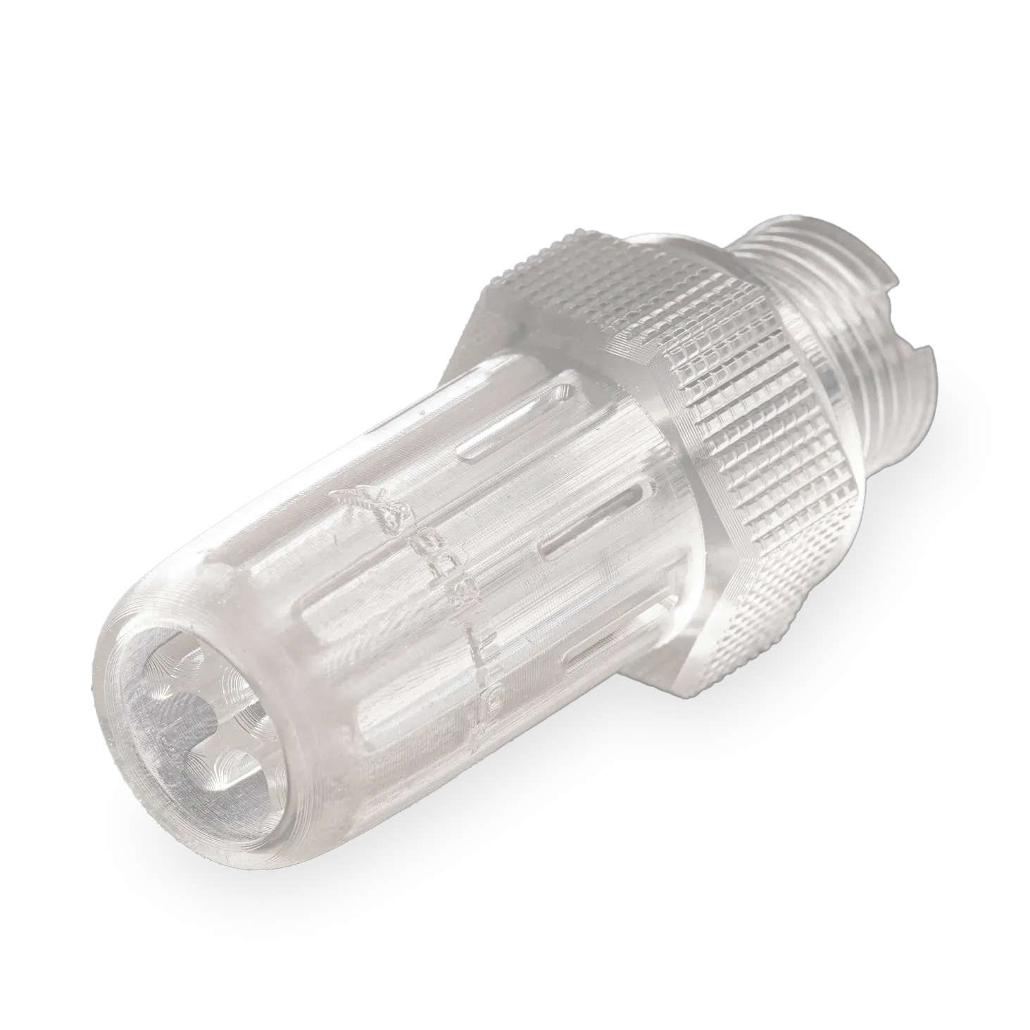A fluid mixing nozzle made from Formlabs High Temperature resin.