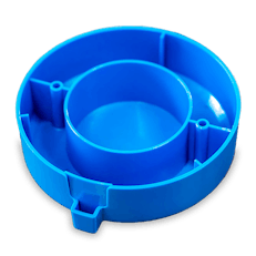 A blue plastic cap injection molded by Xometry.