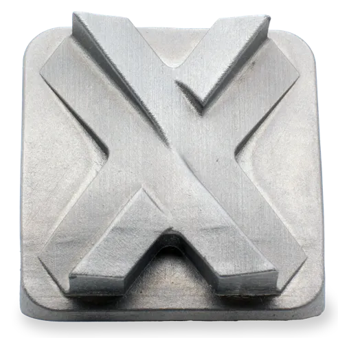 The front of a binder jet printed Xometry tile printed in 316L stainless steel.