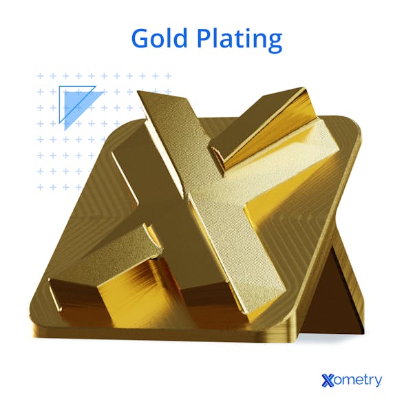 An example of a Xometry part finished with gold plating.