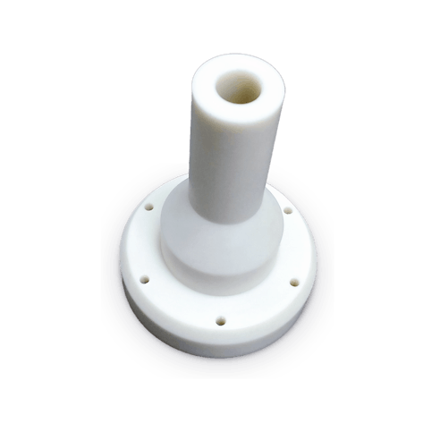 Image of a cylindrical part machined out of white plastic.