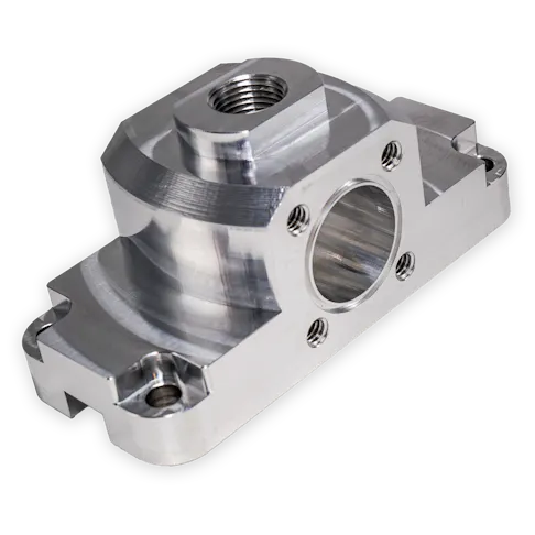 A CNC-machined aluminum part made by Xometry.