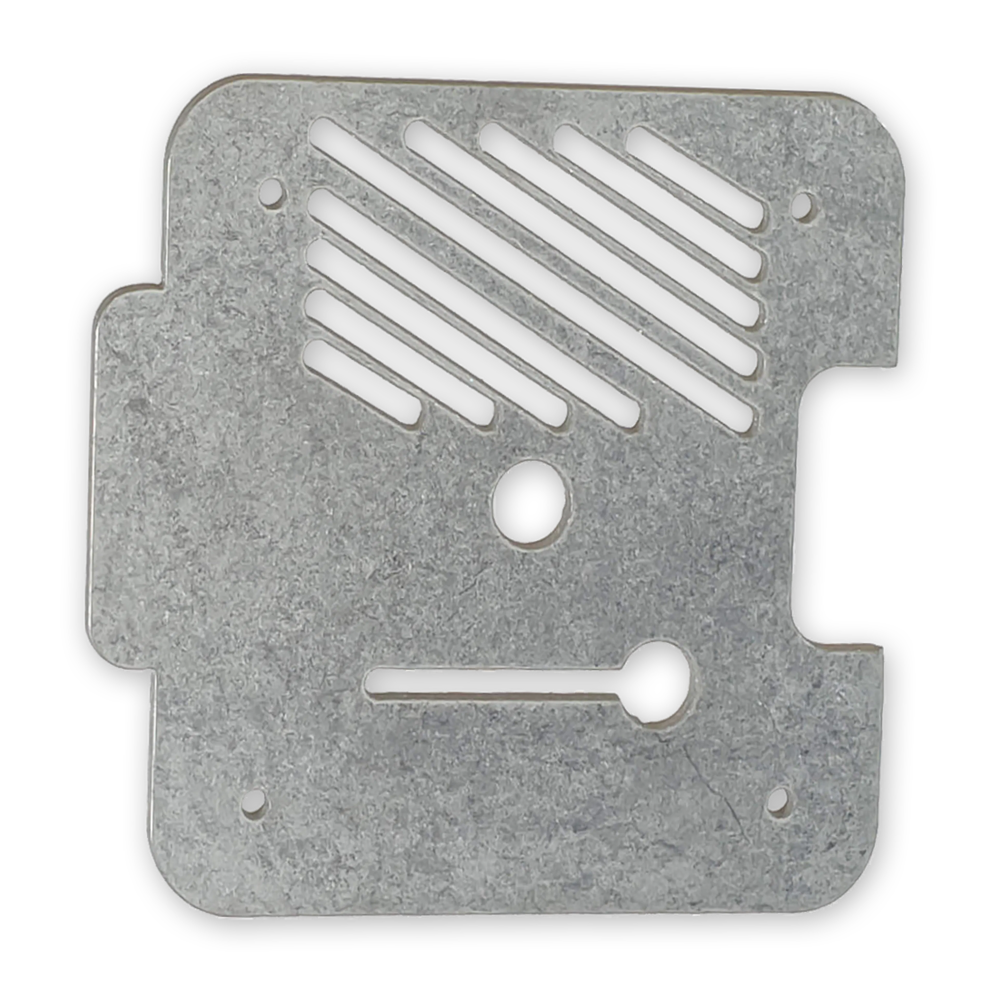 304 stainless steel sheet metal part with a tumbled finish.