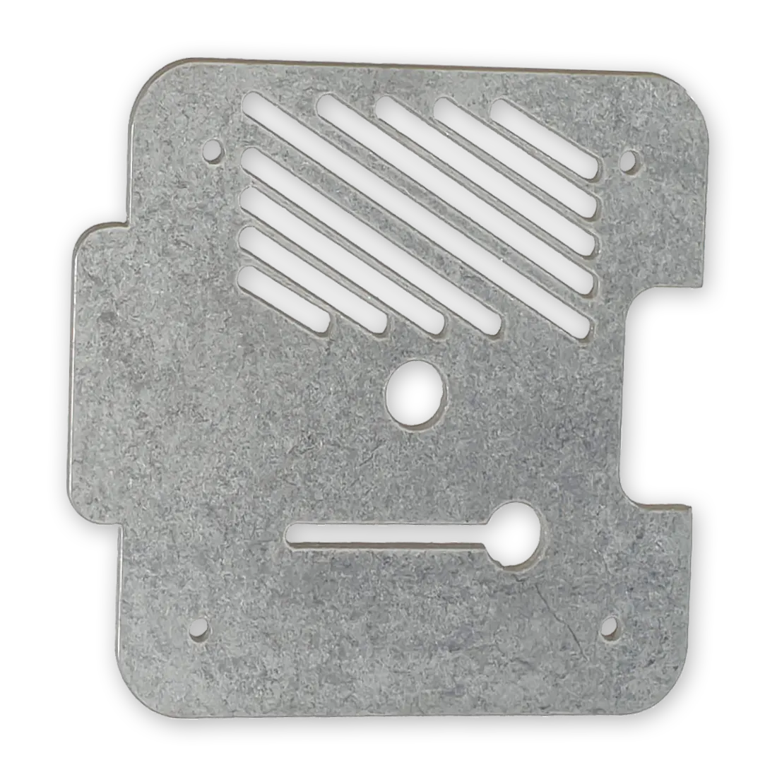 304 stainless steel sheet metal part with a tumbled finish.