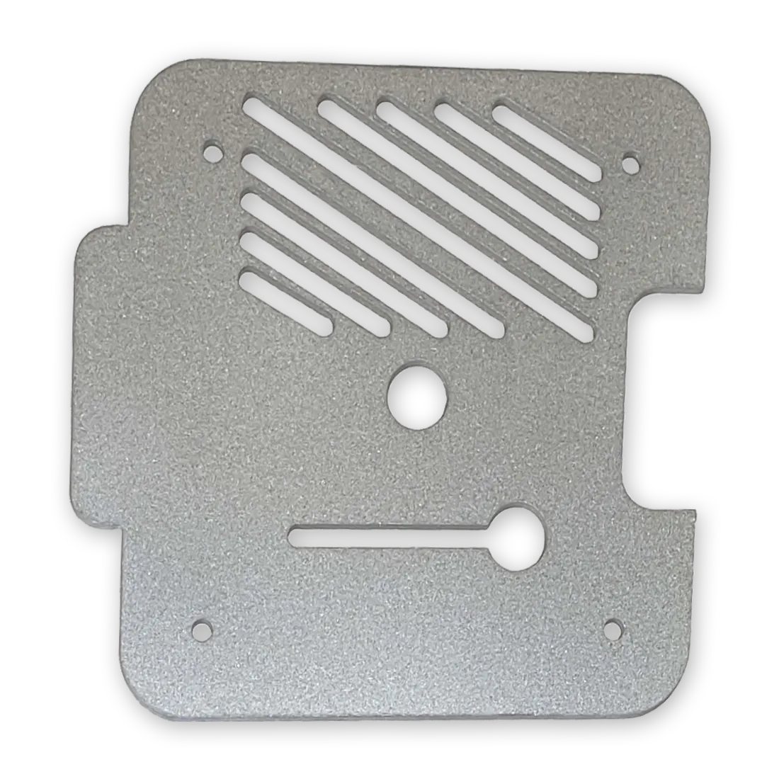 304 stainless steel sheet part with a bead blasted finish.