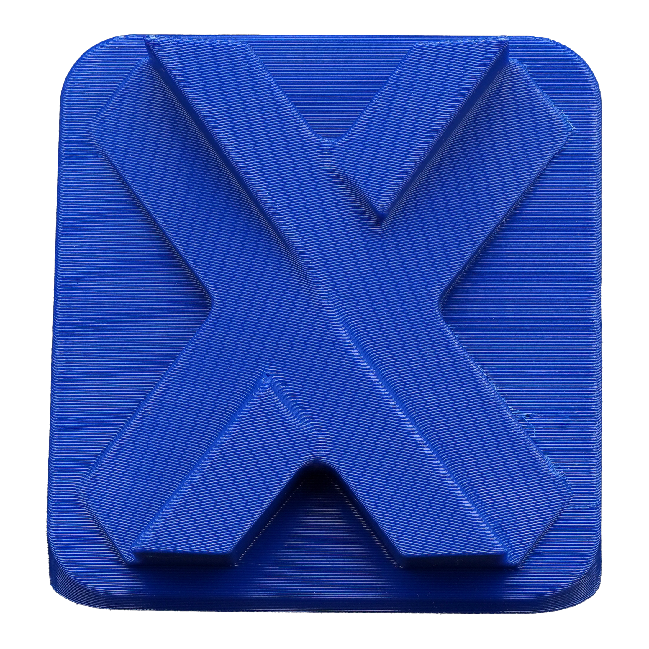 Xometry X-tile printed in blue PETG.