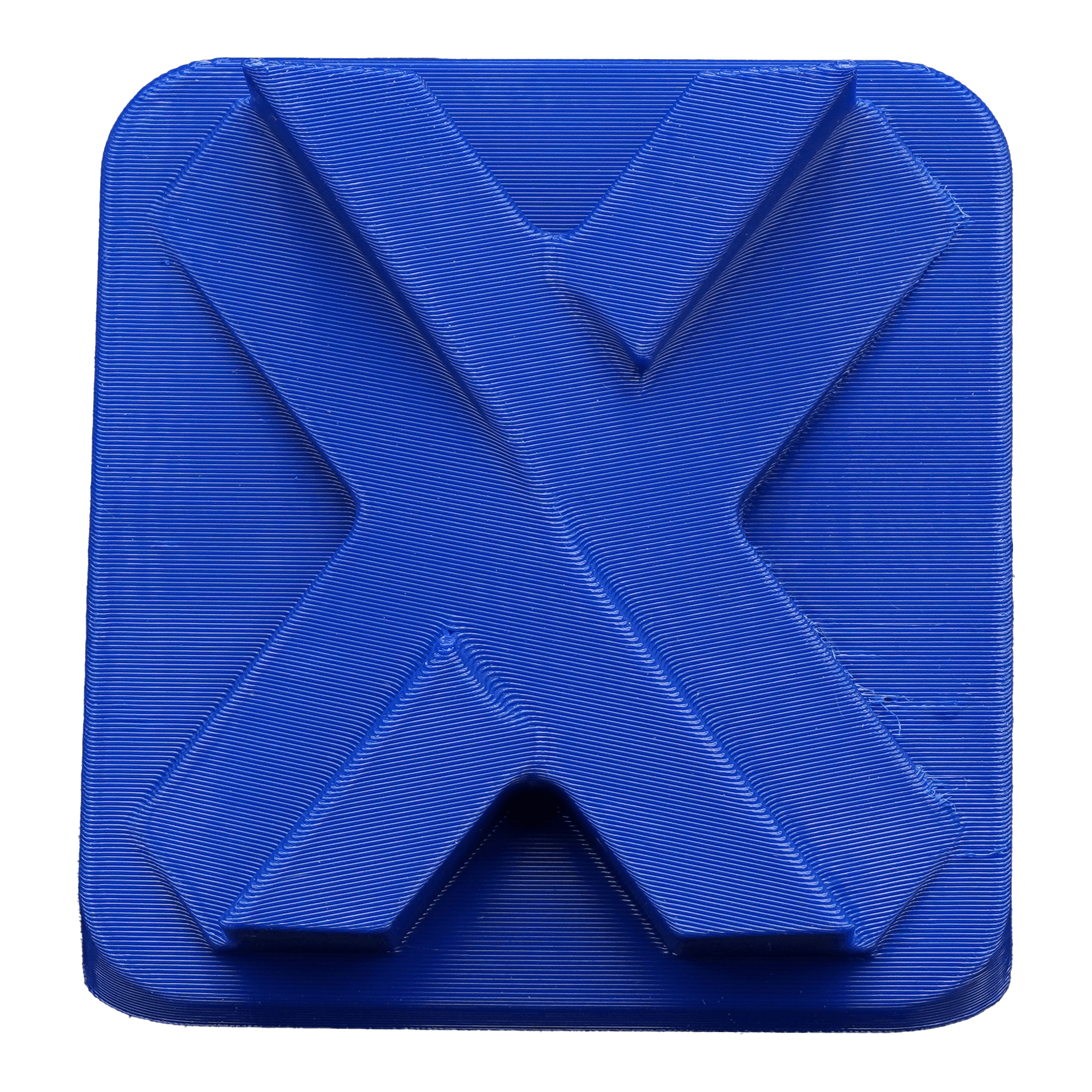 Xometry X-tile printed in blue PETG.