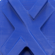 Xometry X-tile printed in blue PETG.