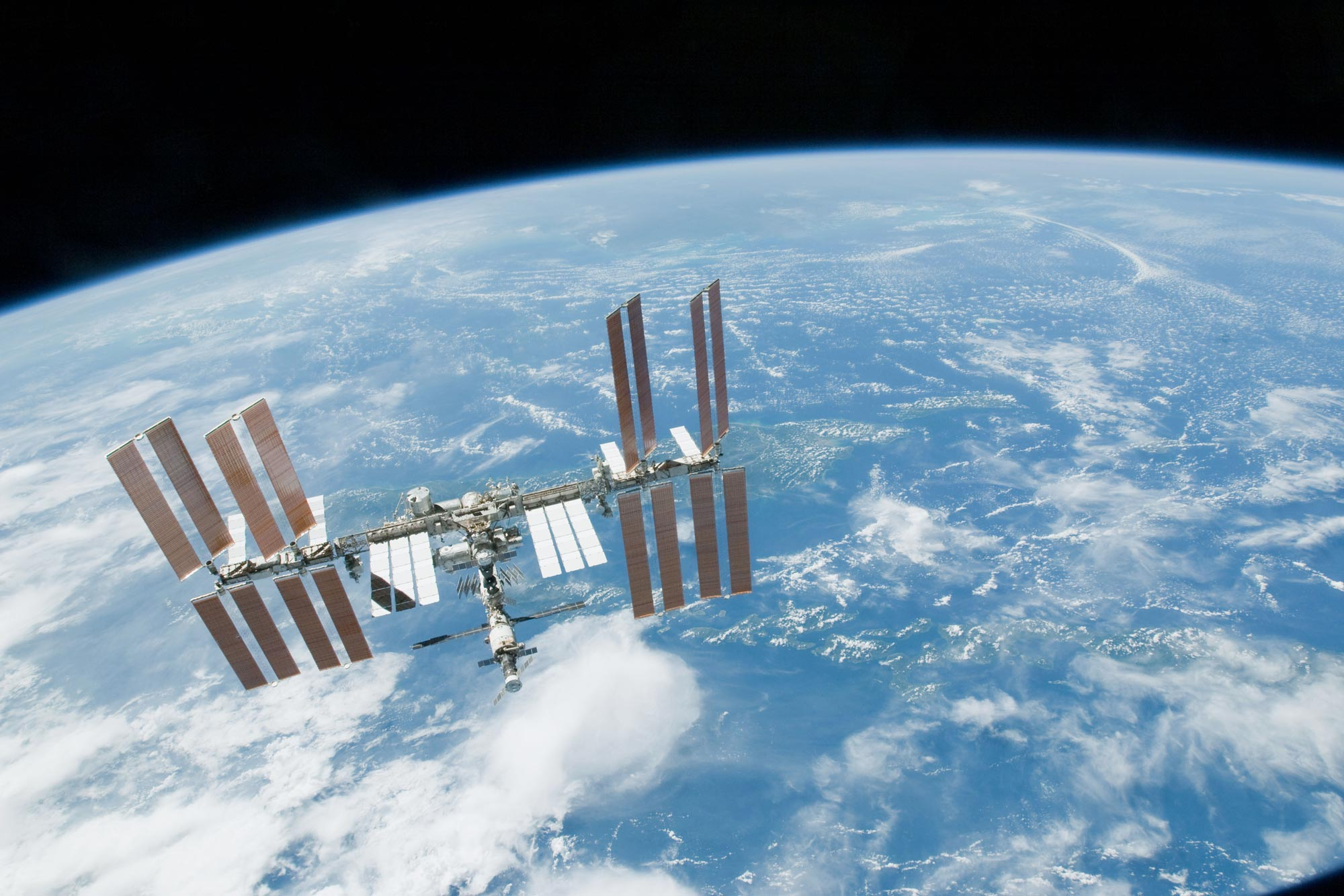 View of the International Space Station (ISS) in orbit.