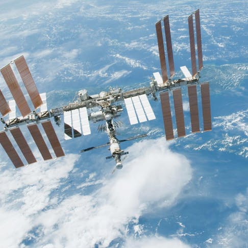 View of the International Space Station (ISS) in orbit.