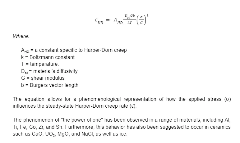 equation for harper-dorn creep