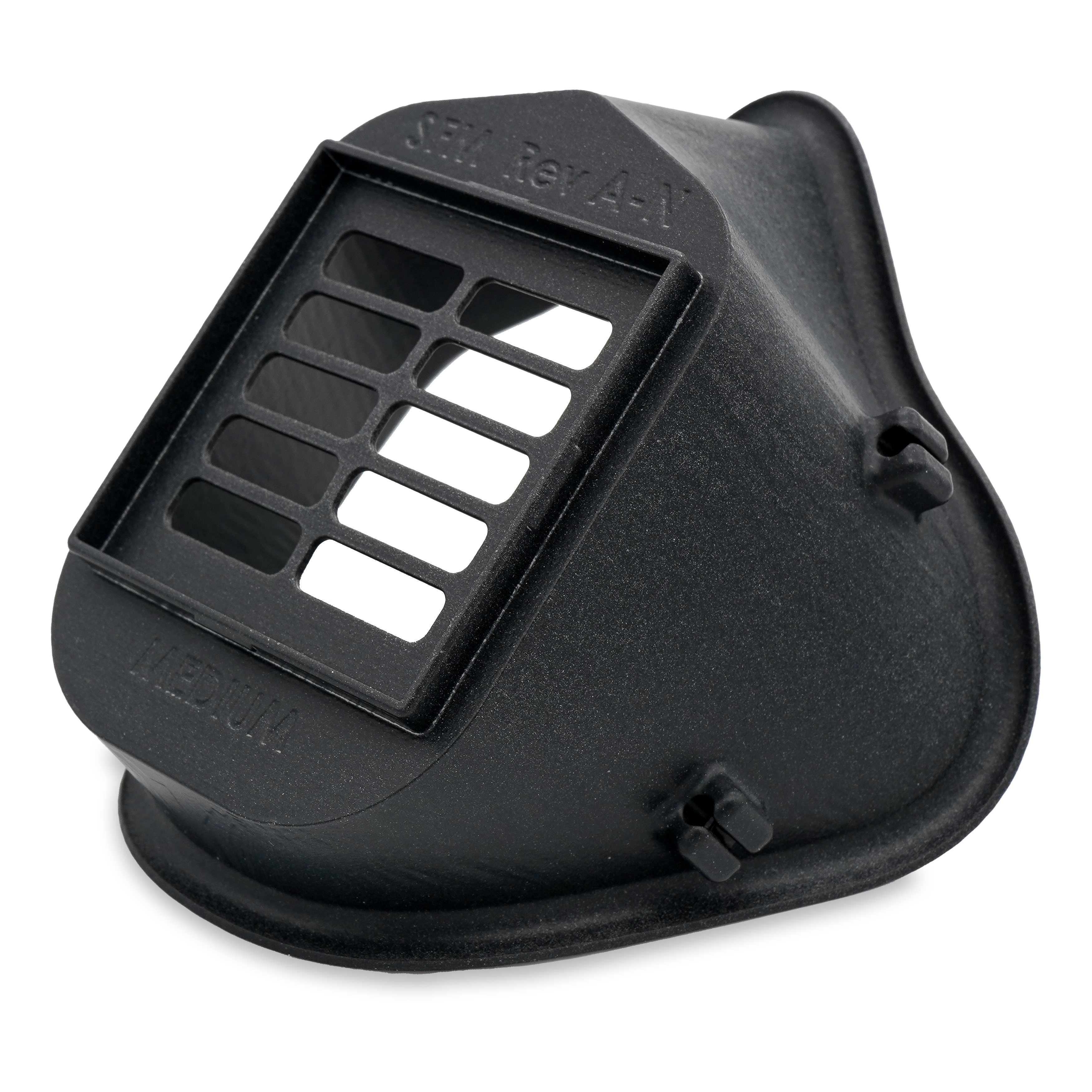 Mask body printed in MJF Nylon 12, Smooth with a vapor-smoothed finish.