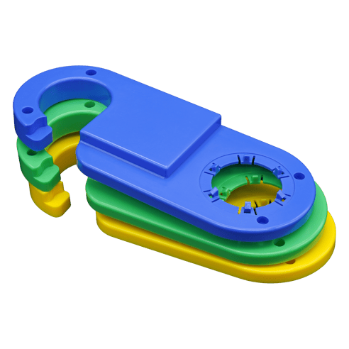 Plastic injection-molded device casings in multiple color options.