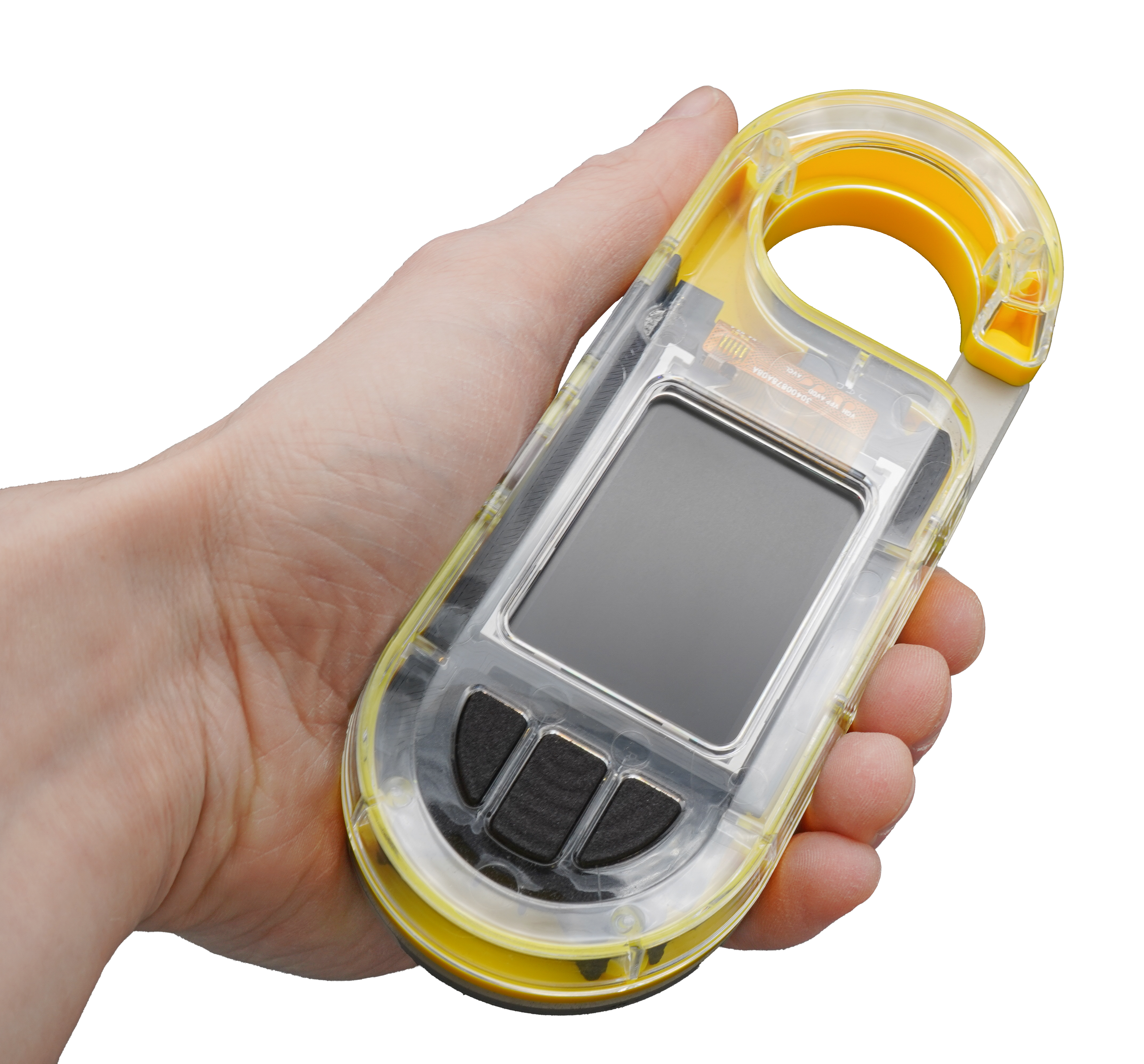 Handheld device with various components made by Xometry.