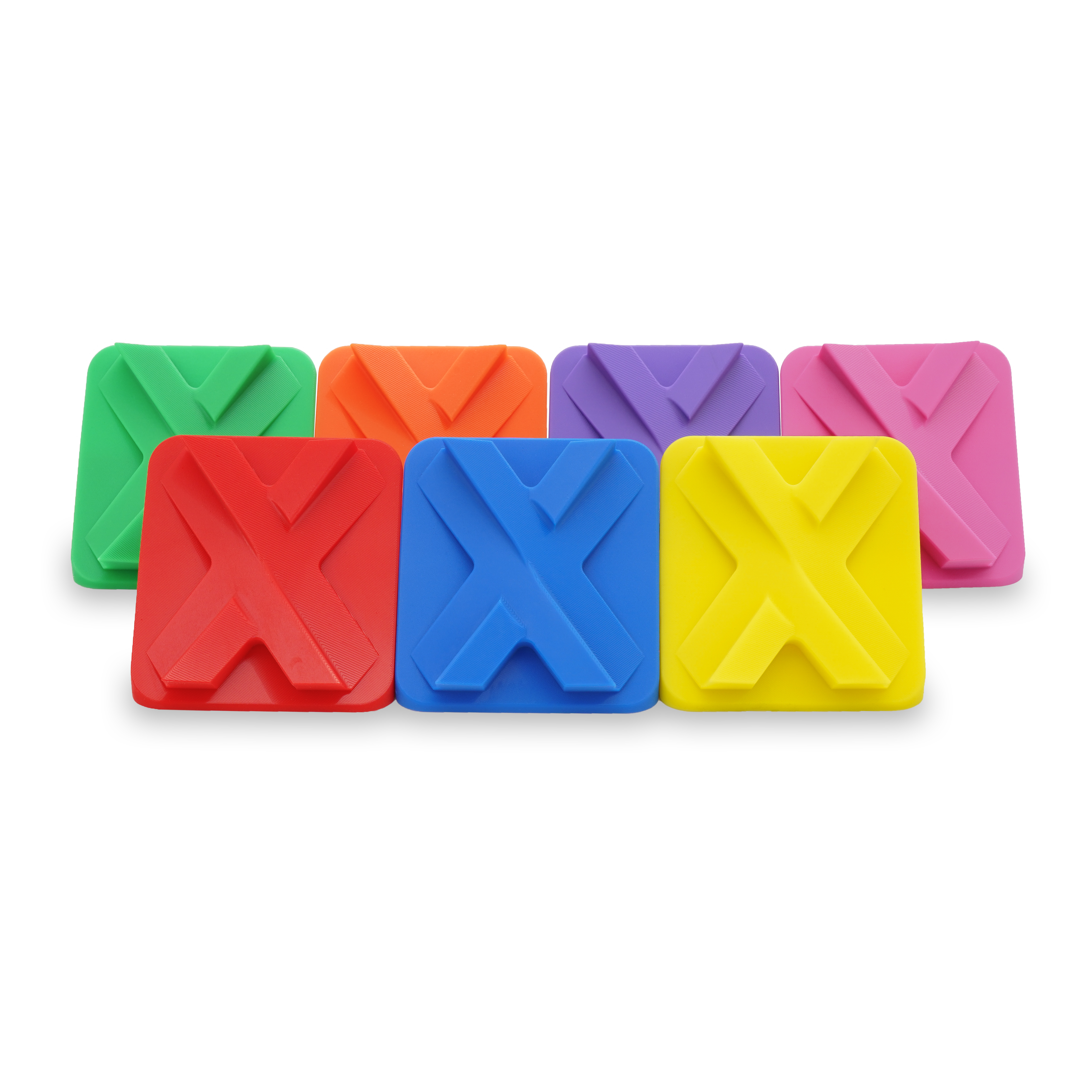 Xometry tiles in various colors of Formlabs Color Resin V5.