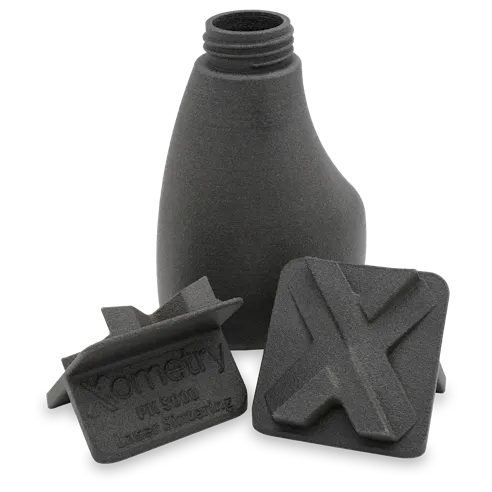 A group of SLS 3D printed parts made from PK 5000.