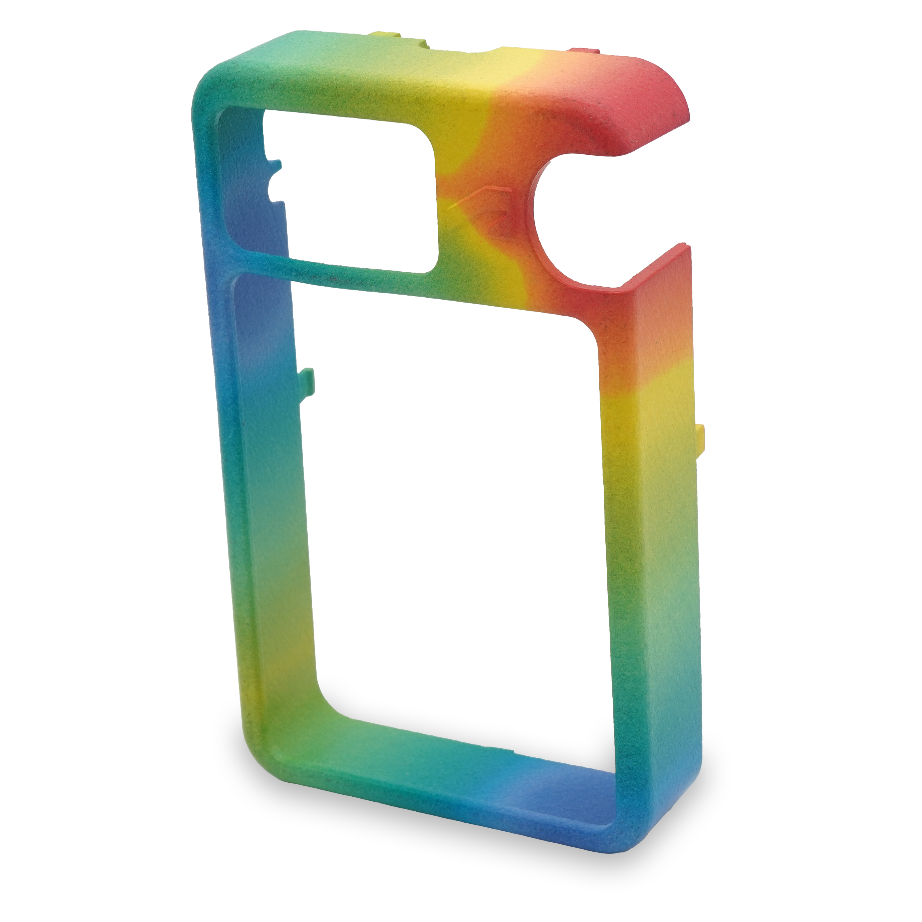 Enclosure with mold flow analysis simulation applied as a texture, printed in full-color nylon 12 with MJF 3D printing.