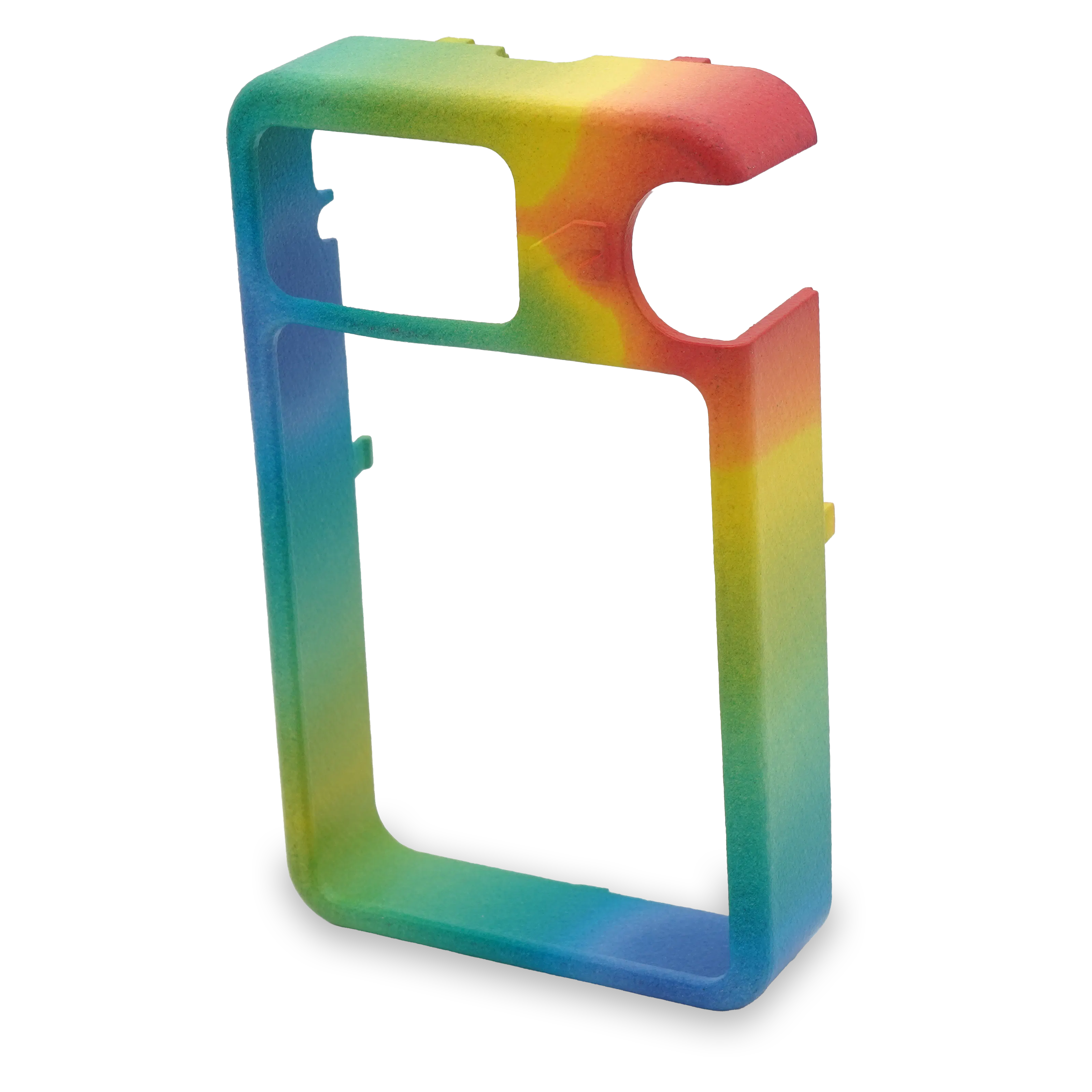 Enclosure with mold flow analysis simulation applied as a texture, printed in full-color nylon 12 with MJF 3D printing.