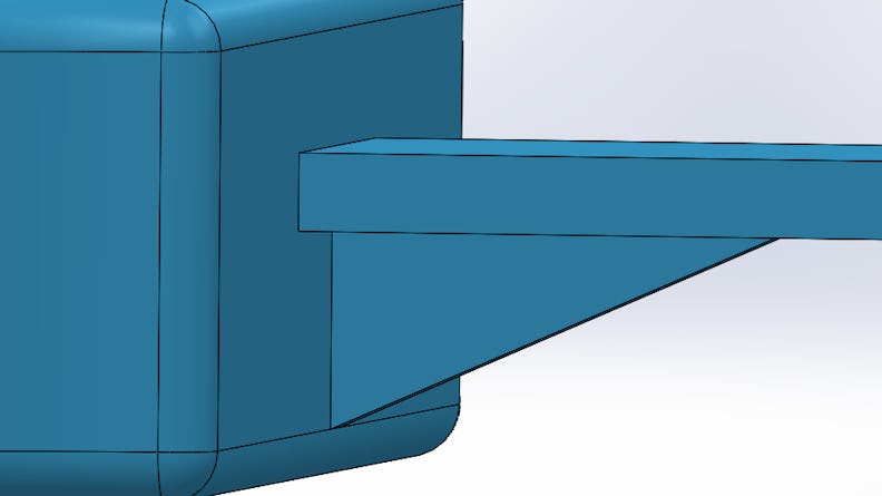 CAD showing addition of a rib for a binder jet part
