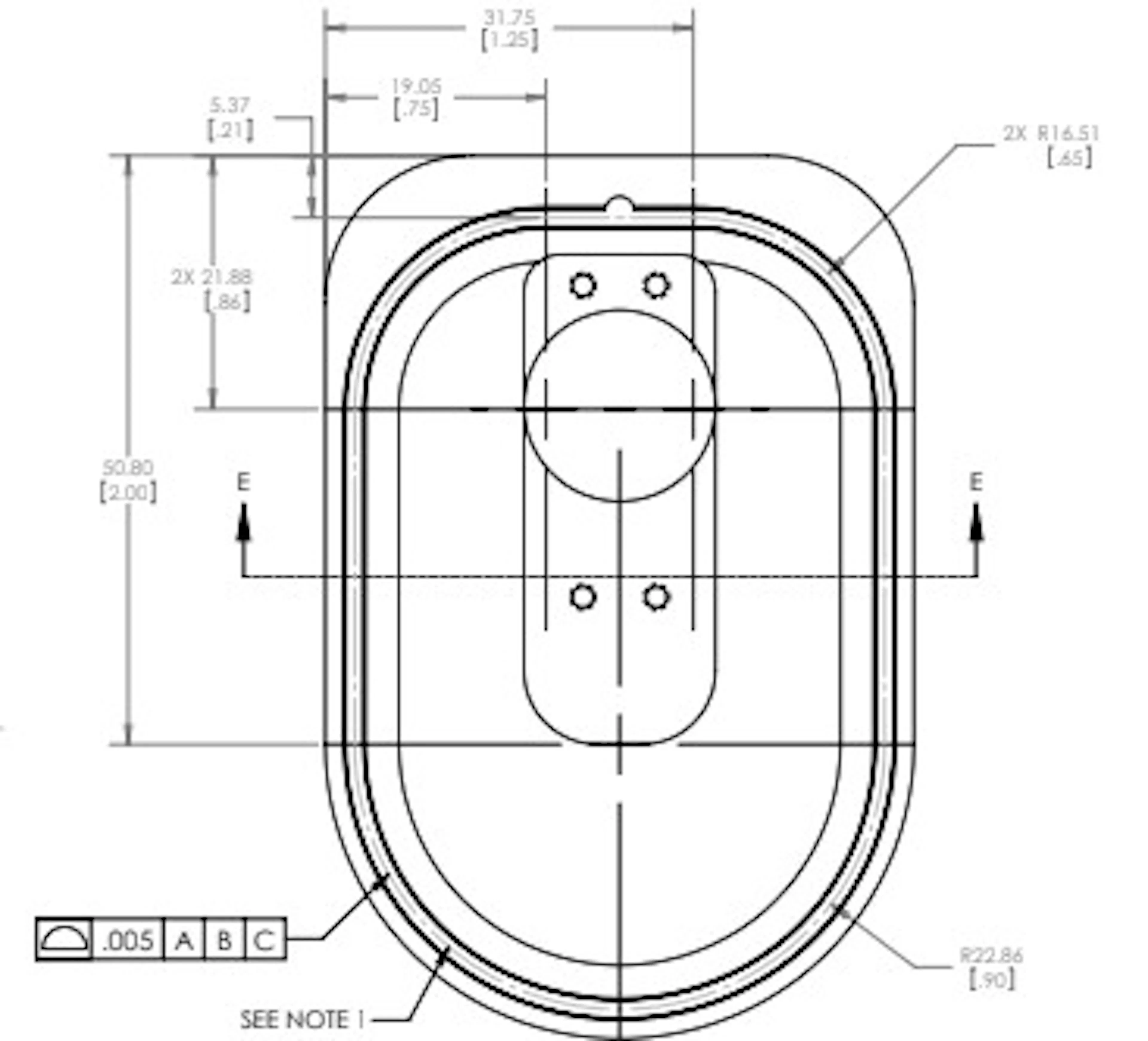 The drawing of the ion gauge door plate UNH ordered from Xometry (Photo credit: UNH)