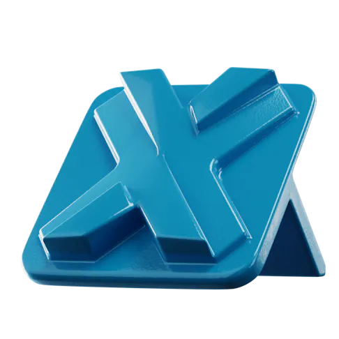 Metal part powder coated with a RAL 5012 light blue paint in a glossy sheen.