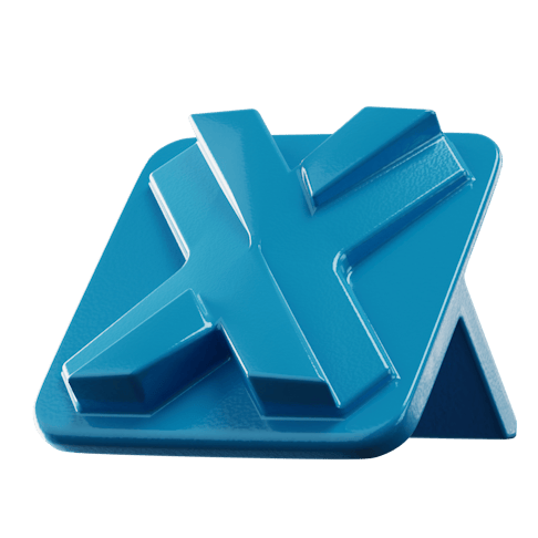 Metal part powder coated with a RAL 5012 light blue paint in a glossy sheen.