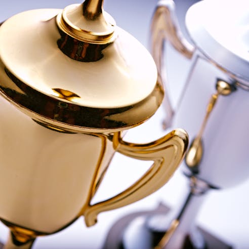 Gold and silver trophies. Image Credit: Shutterstock.com/Sergii Gnatiuk