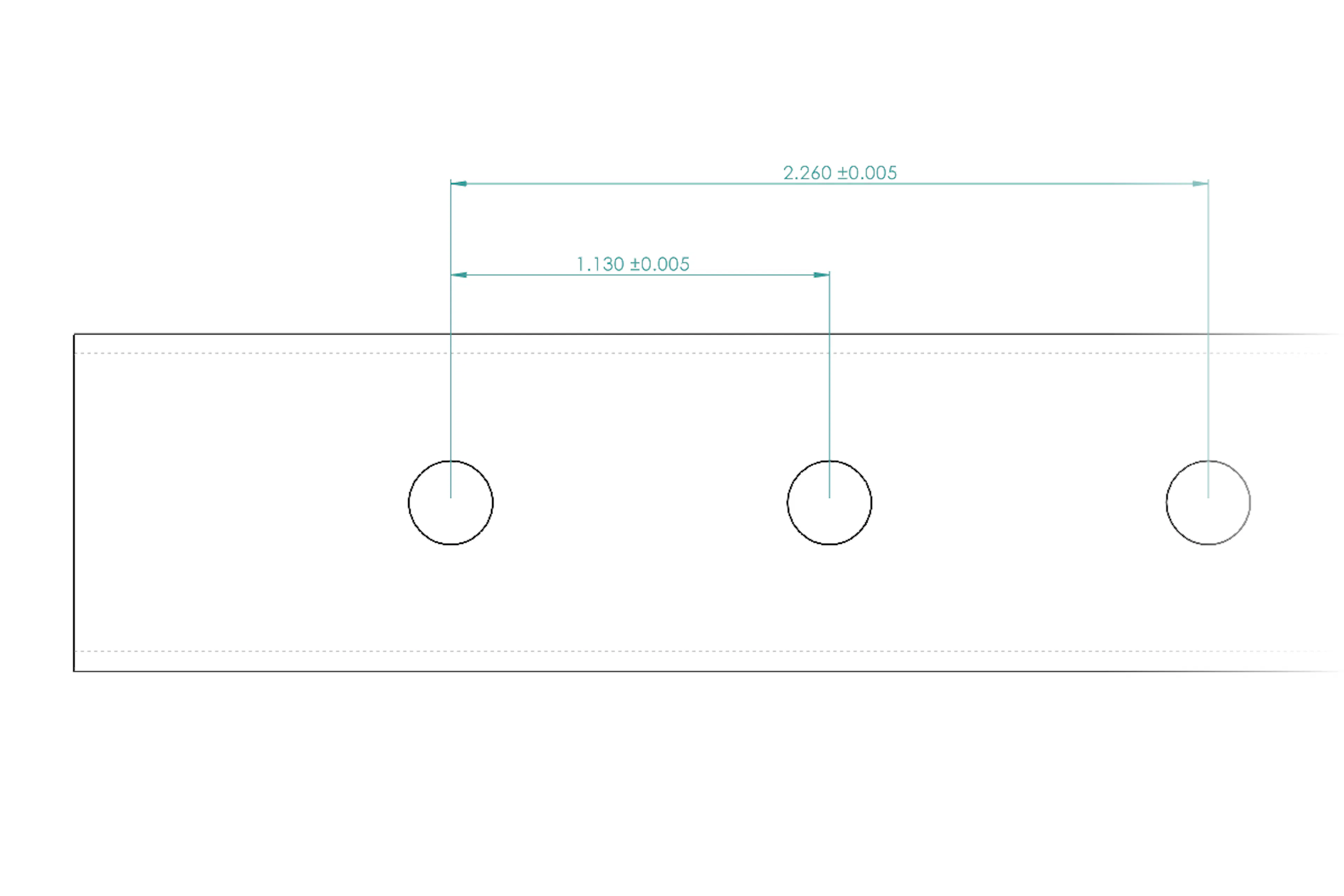 Diagram of hole to hole dimensions on a laser tube cut part.