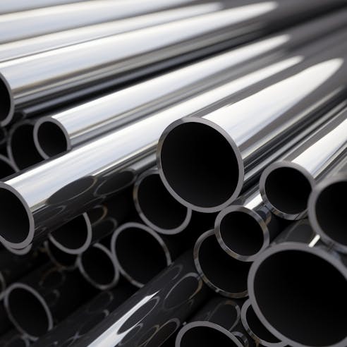 Stainless steel pipes. Image Credit: Shutterstock.com/CHIARI VFX