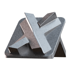 Image of a metal part with a media tumbled finish.