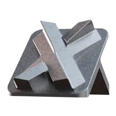 Image of a metal part with a media tumbled finish.