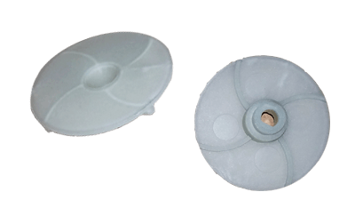 An injection molded pump impeller in Thermaco’s Big Dipper AST machines that were injection molded with Xometry.