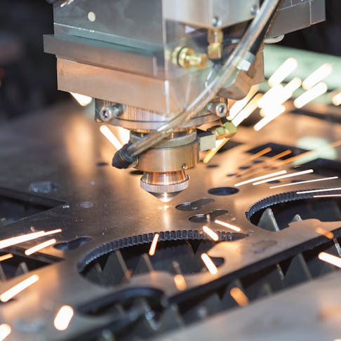 A laser cutting parts from a metal sheet