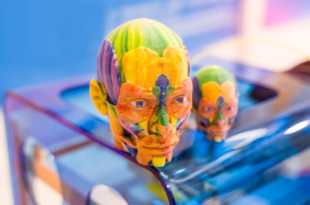 3D printed colorful skull. Image Credit: Shutterstock.com/asharkyu